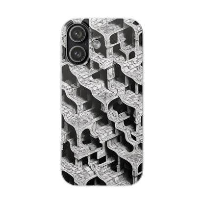 Escher-Style Tessellation Phone Case - Black & White Geometric Illusion