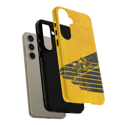 Samsung Galaxy Motorbike Racing Phone Case - Yellow Matte Tough Protective Cover