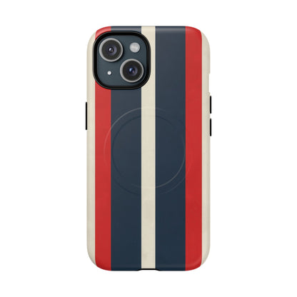 Retro Monaco Stripe Matte iPhone Case - Shockproof MagSafe® Compatible Cover