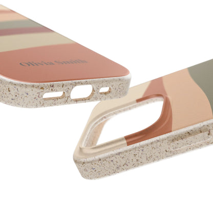 Personalised Eco-Friendly iPhone Case - Biodegradable Custom Name Phone Case - Retro Wave Design