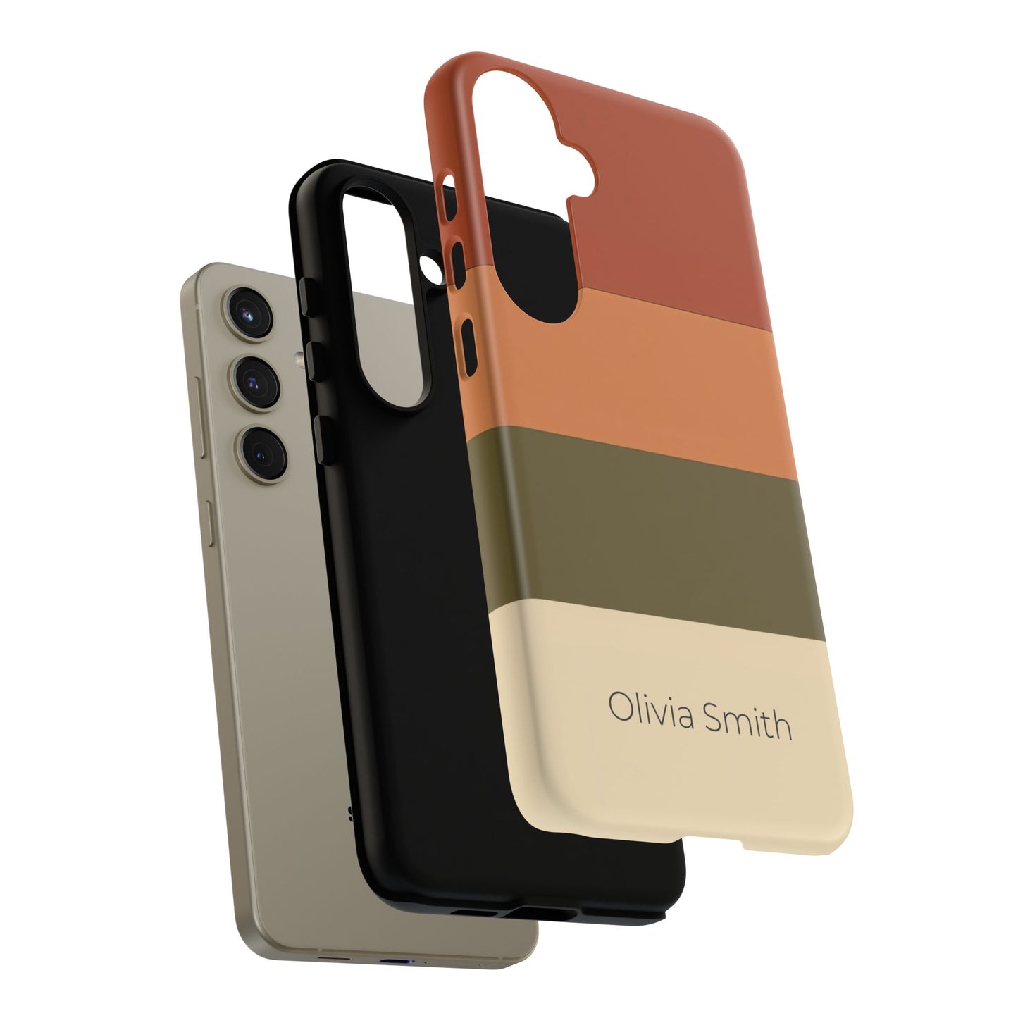 Samsung Galaxy Personalised Name Phone Case - Warm Colour Block Matte Tough Protective Cover