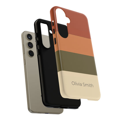 Samsung Galaxy Personalised Name Phone Case - Warm Colour Block Matte Tough Protective Cover