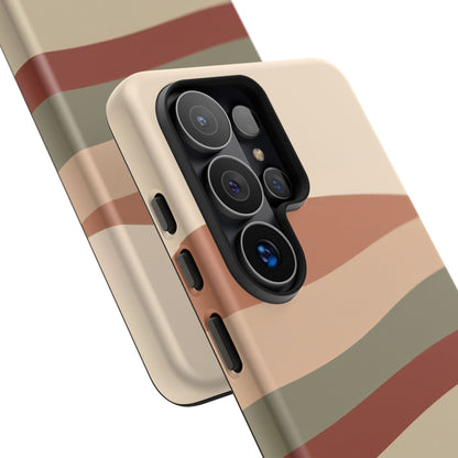 Samsung Galaxy Wavy Stripe Phone Case - Earth Tone Matte Tough Protective Cover