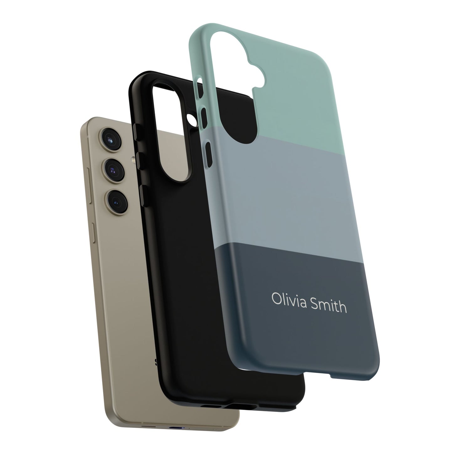 Samsung Galaxy Personalised Name Phone Case - Minimal Colour Block Matte Tough Protective Cover