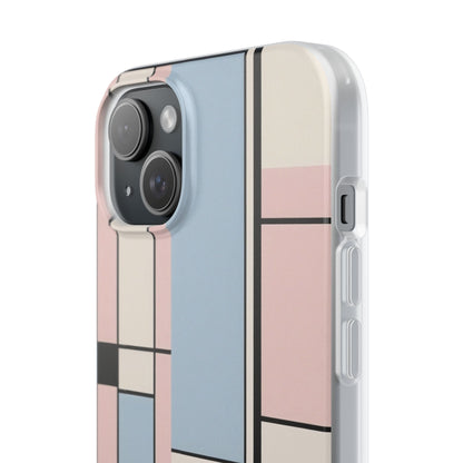 Muted Pastel Mondrian-Style Phone Case - Soft Blue, Pink & Cream