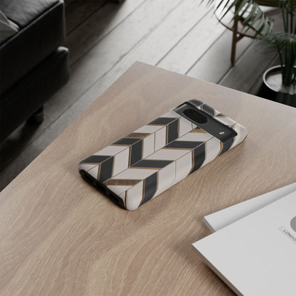 Google Pixel Case - Luxe Chevron Marble Pattern