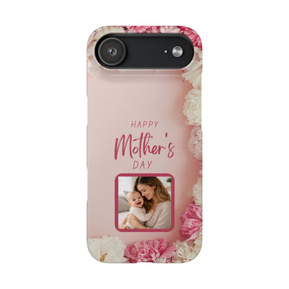 Personalised Mothers Day iPhone Case - Custom Pink Floral Photo Cover