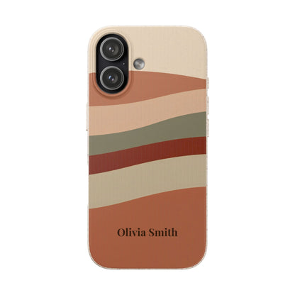 Personalised Eco-Friendly iPhone Case - Biodegradable Custom Name Phone Case - Retro Wave Design