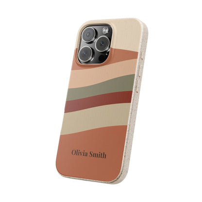 Personalised Eco-Friendly iPhone Case - Biodegradable Custom Name Phone Case - Retro Wave Design