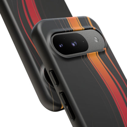Google Pixel Case - Flame Streak Matte Design | Sleek Black Orange Gradient Phone Cover