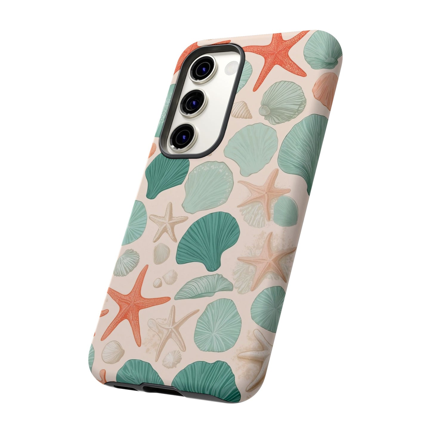 Samsung Galaxy Seashell Pattern Phone Case - Coastal Beach Matte Tough Protective Cover