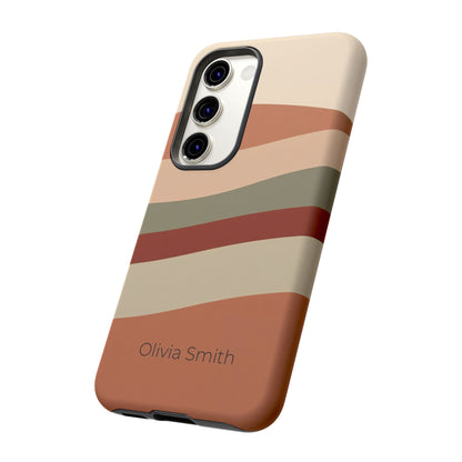Samsung Galaxy Personalised Wave Stripe Phone Case - Custom Name Matte Tough Protective Cover