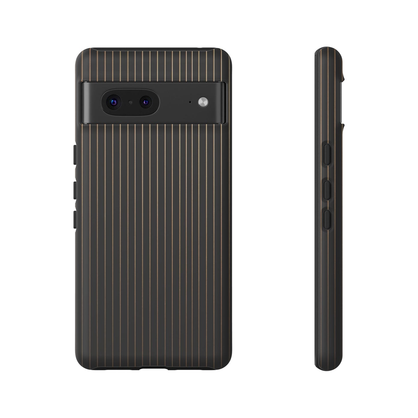 Google Pixel Case - Black and Gold Pinstripe Design Matte