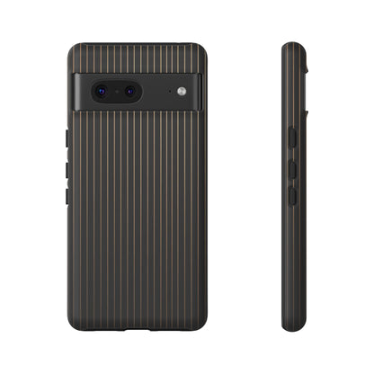 Google Pixel Case - Black and Gold Pinstripe Design Matte