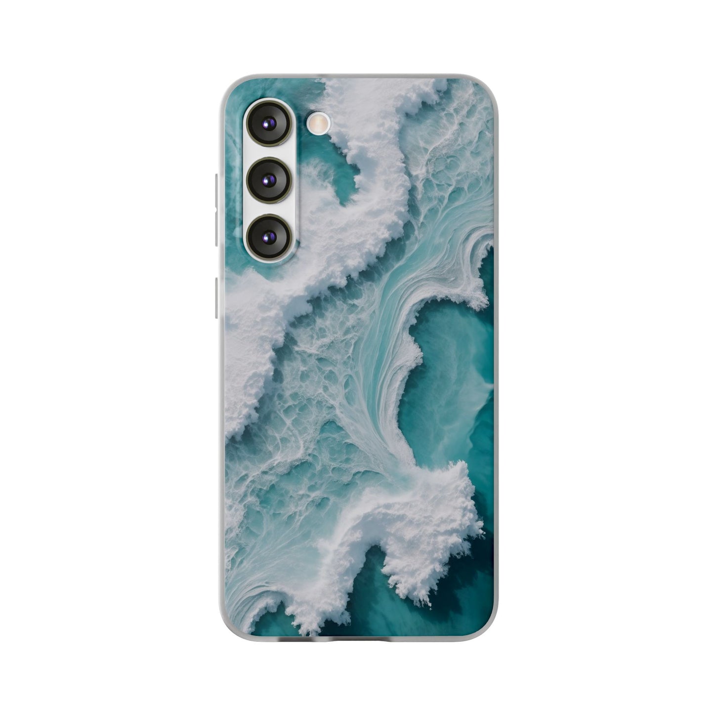 Ocean Foam Pattern Phone Case - Turquoise & White Coastal Style