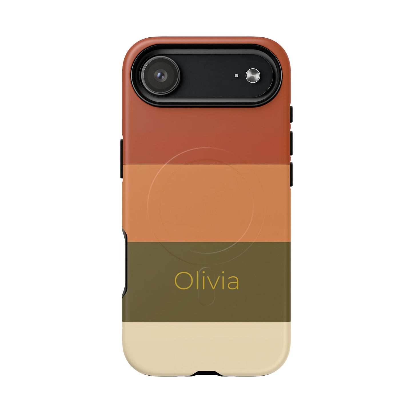 Personalised Custom Name iPhone MagSafe Case - Terracotta Stripe