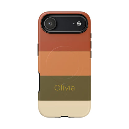 Personalised Custom Name iPhone MagSafe Case - Terracotta Stripe