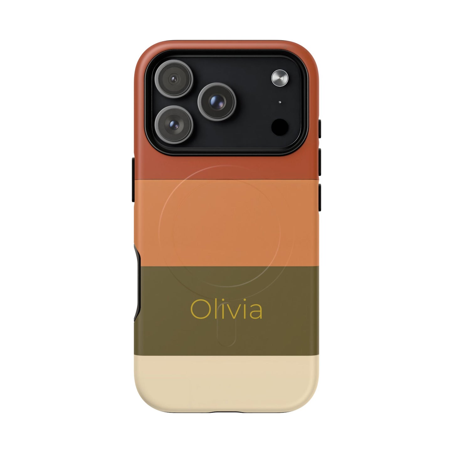 Personalised Custom Name iPhone MagSafe Case - Terracotta Stripe