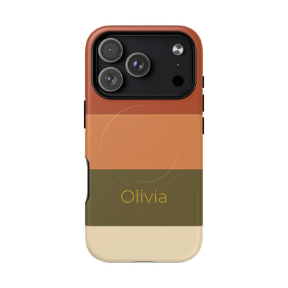 Personalised Custom Name iPhone MagSafe Case - Terracotta Stripe