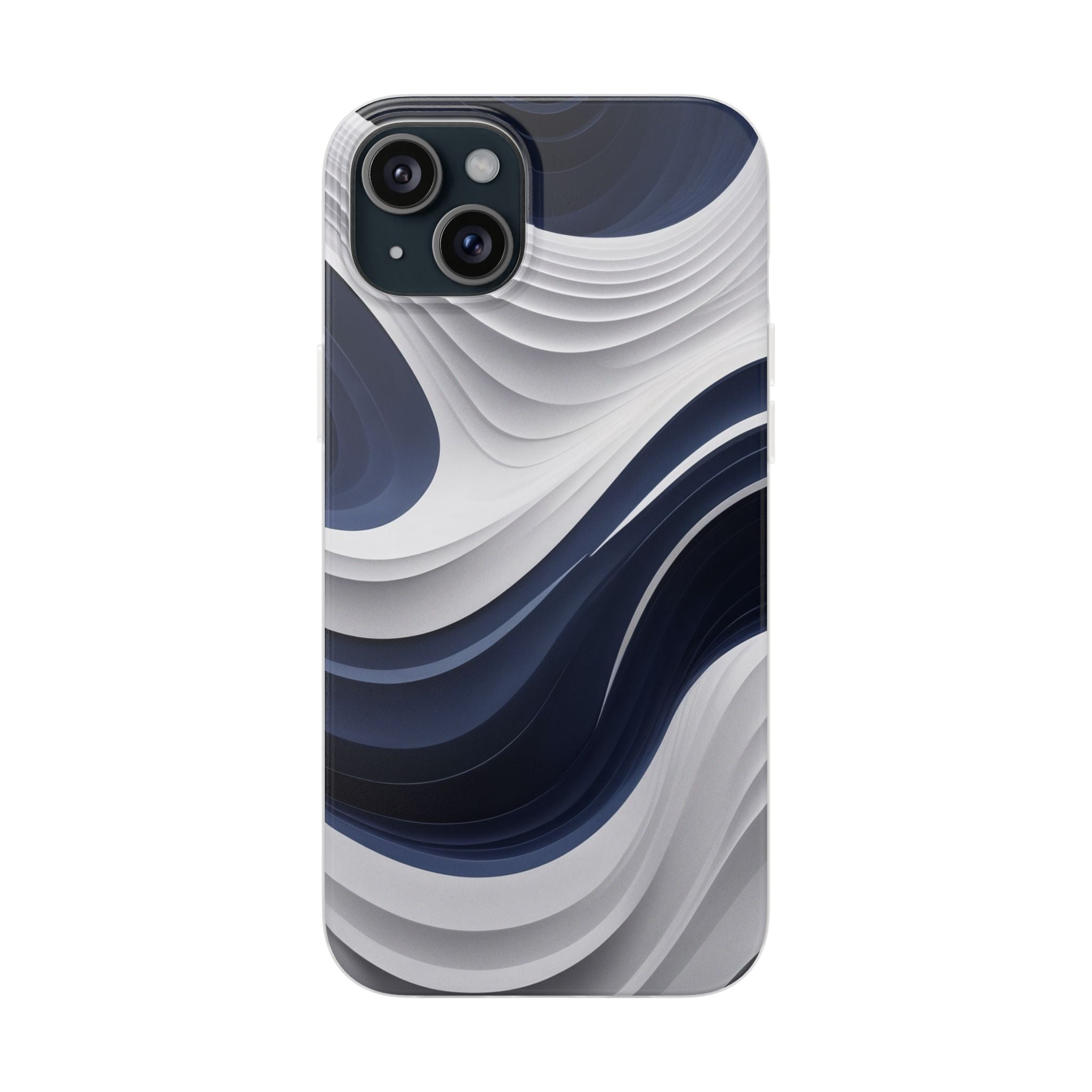 Fluid Wave Distortion Gradient Phone Case - Grey to Navy Abstract Patt ...