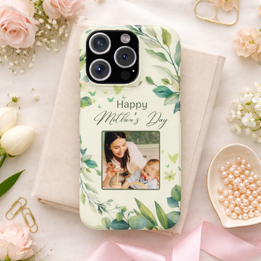 Samsung Galaxy Personalised Mothers Day  Case - Custom Photo Sage Green Botanical Cover