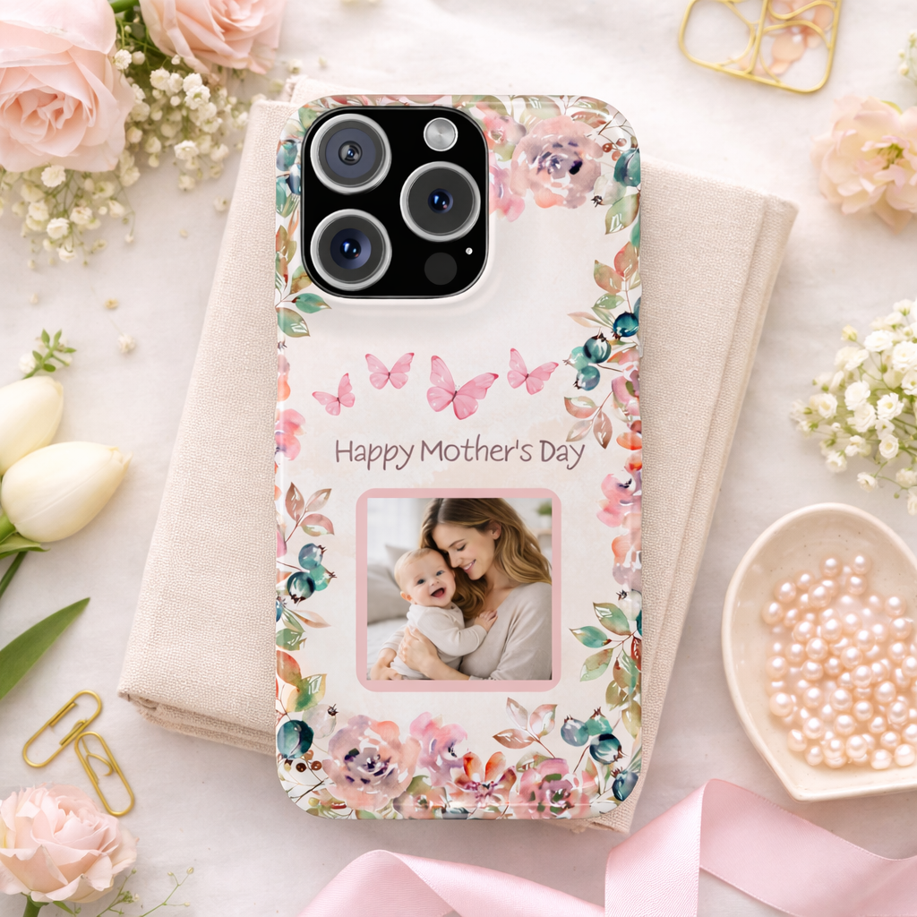 Samsung Galaxy Personalised Mothers Day Case - Custom Photo Watercolour Floral Cover