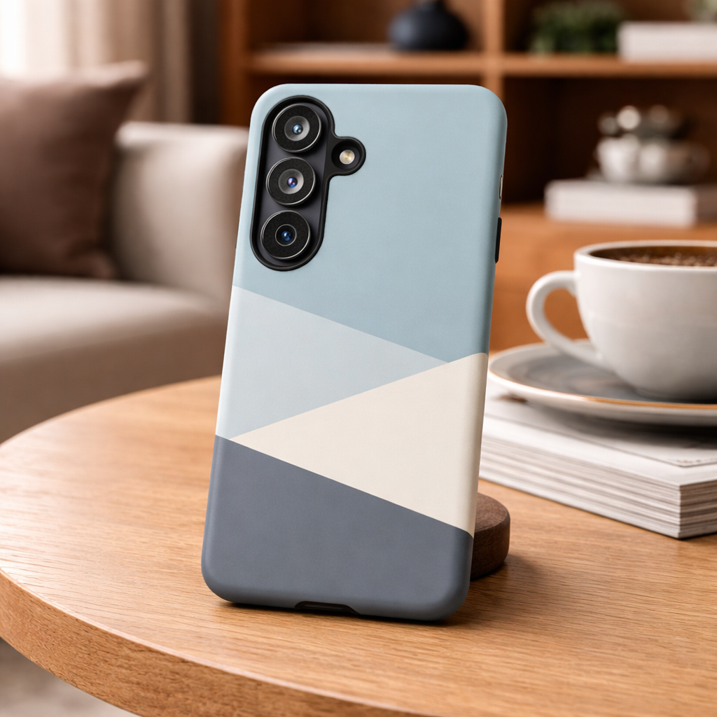 Samsung Galaxy Minimal Geometric Blue Case - Matte Tough Protective Cover