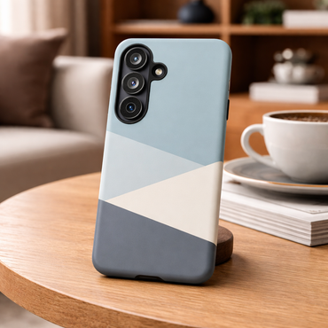 Samsung Galaxy Minimal Geometric Blue Case - Matte Tough Protective Cover