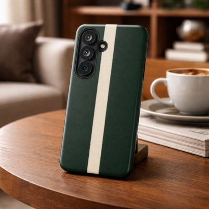 Samsung Galaxy British Racing Green Stripe Case - Matte Tough Protective Cove