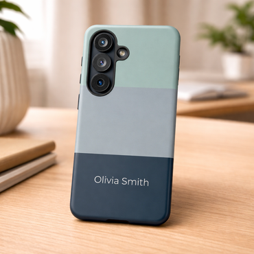 Samsung Galaxy Personalised Name Phone Case - Minimal Colour Block Matte Tough Protective Cover