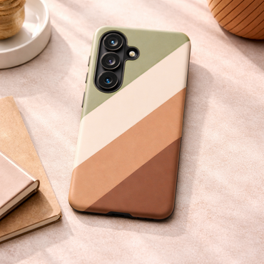 Samsung Galaxy Neutral Stripe Phone Case - Earth Tone Matte Tough Protective Cover