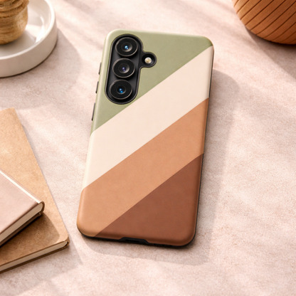 Samsung Galaxy Neutral Stripe Phone Case - Earth Tone Matte Tough Protective Cover