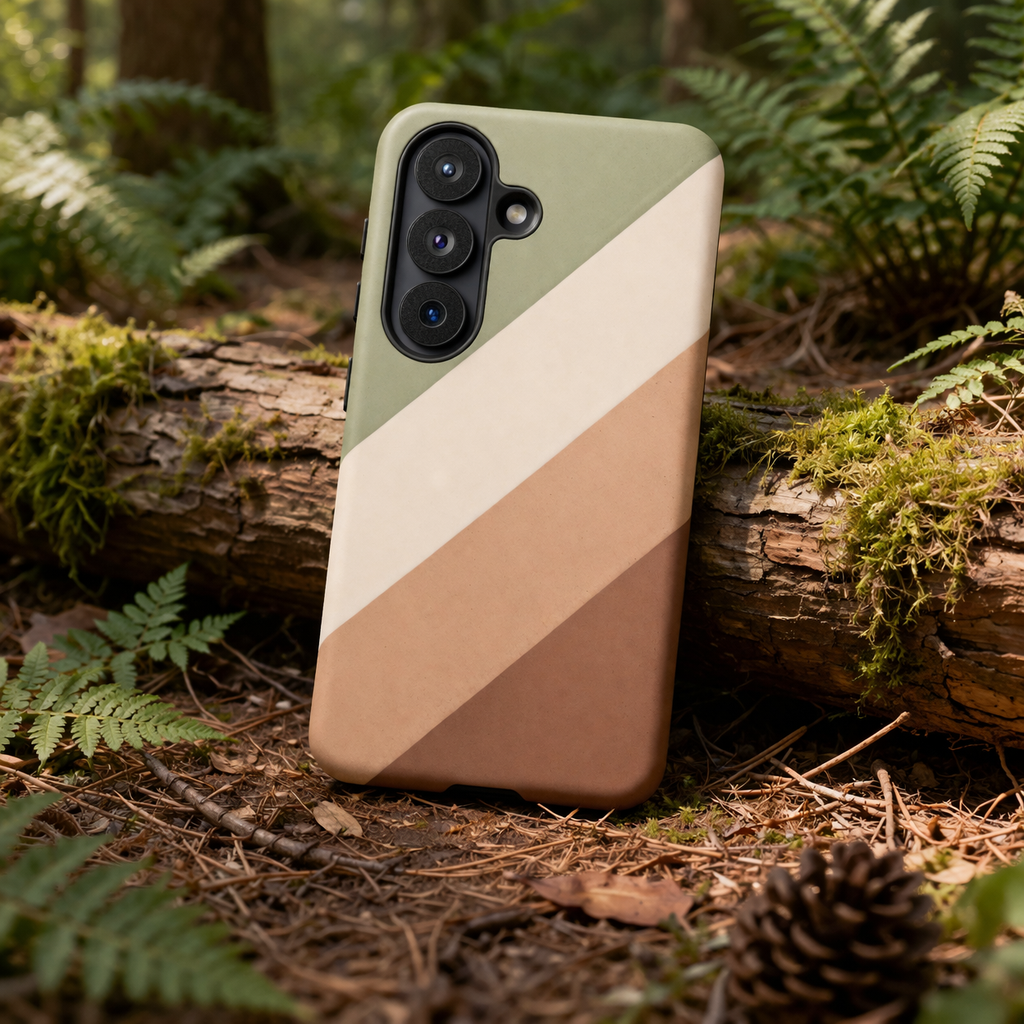 Samsung Galaxy Neutral Stripe Phone Case - Earth Tone Matte Tough Protective Cover