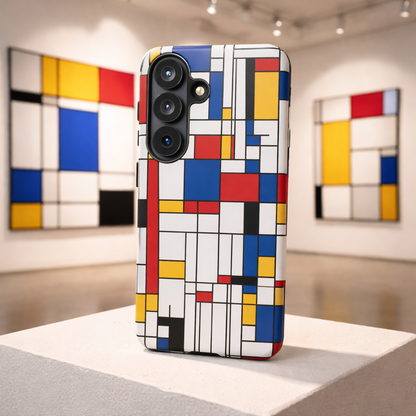 Samsung Galaxy Mondrian Style Phone Case – Geometric Art Matte Tough Protective Cove