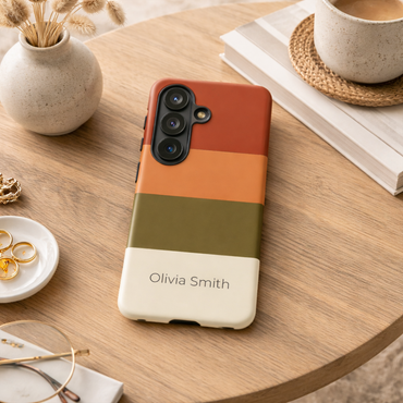 Samsung Galaxy Personalised Name Phone Case - Warm Colour Block Matte Tough Protective Cover