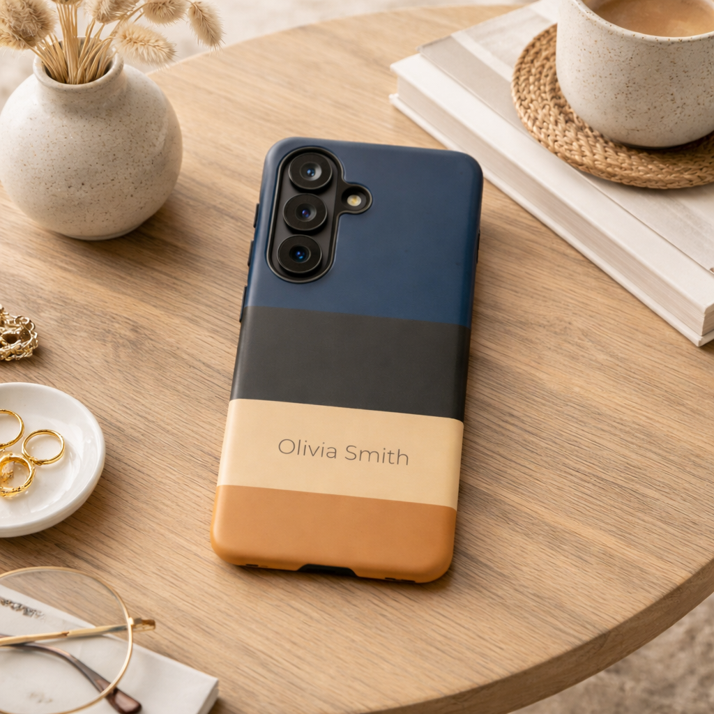 Samsung Galaxy Personalised Name Phone Case - Minimal Colour Block Matte Tough