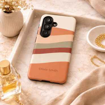 Samsung Galaxy Personalised Wave Stripe Phone Case - Custom Name Matte Tough Protective Cover