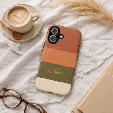 Personalised Custom Name iPhone MagSafe Case - Terracotta Stripe