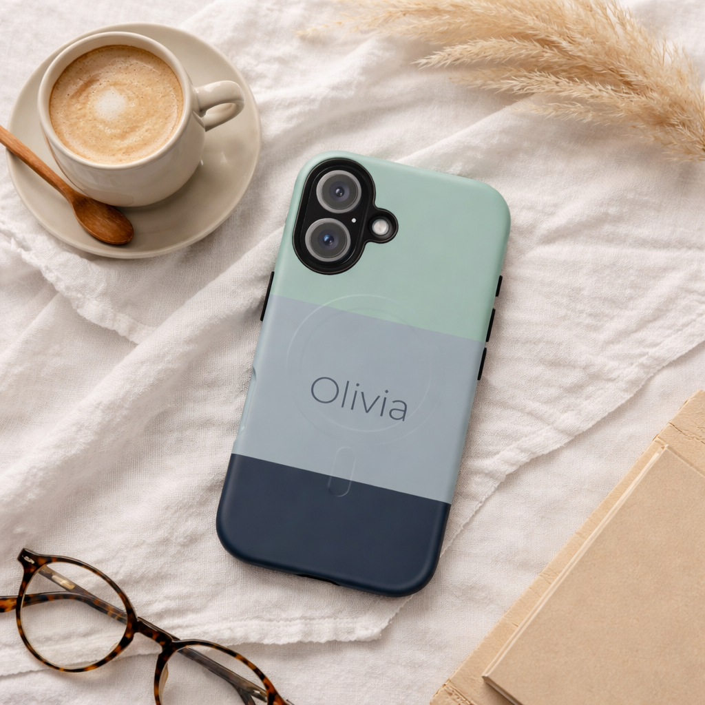 Personalised Custom Name iPhone MagSafe Case - Coastal Slate