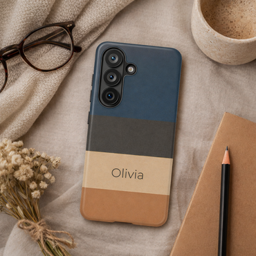 Samsung Galaxy Personalised Name Phone Case - Minimal Colour Block Matte Tough