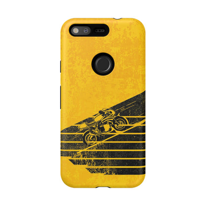 Google Pixel Case - Retro Motorcycle Rider Yellow