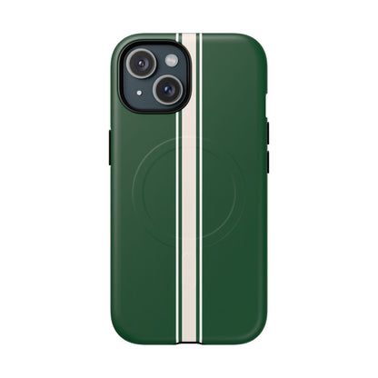 British Racing Green Stripe iPhone Case – Shockproof MagSafe® Compatible Cover