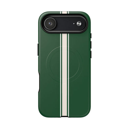 British Racing Green Stripe iPhone Case – Shockproof MagSafe® Compatible Cover