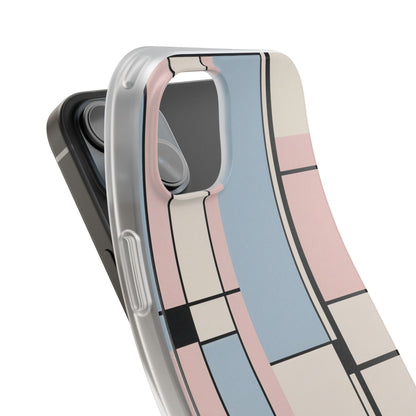 Muted Pastel Mondrian-Style Phone Case - Soft Blue, Pink & Cream