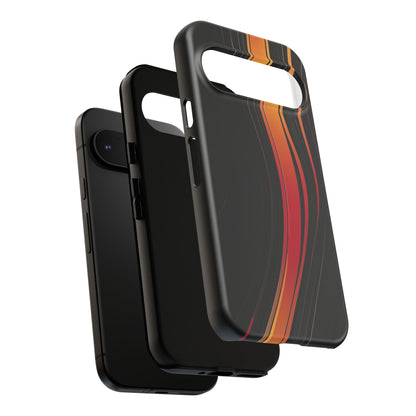 Google Pixel Case - Flame Streak Matte Design | Sleek Black Orange Gradient Phone Cover