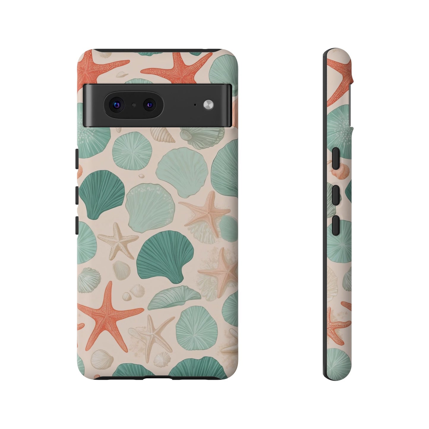 Google Pixel Case - Coastal Seashells and Starfish Pattern