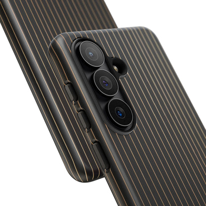 Samsung Galaxy Personalised Black Pinstripe Phone Case - Custom Name Matte Tough Protective Cover