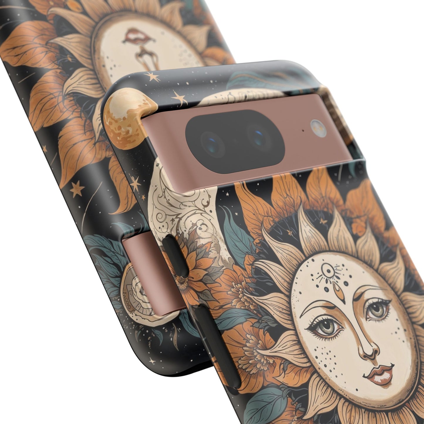 Google Pixel Case - Celestial Sun and Moon Boho Design