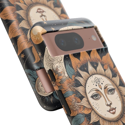 Google Pixel Case - Celestial Sun and Moon Boho Design