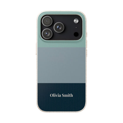 Personalised Eco-friendly iPhone Case - Custom Name Phone Case - Minimal Colour Block Design